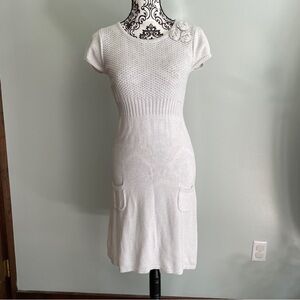 Cherokee Junior Girls White Silver Sparkle Knit Cotton Sweater Dress Size XL